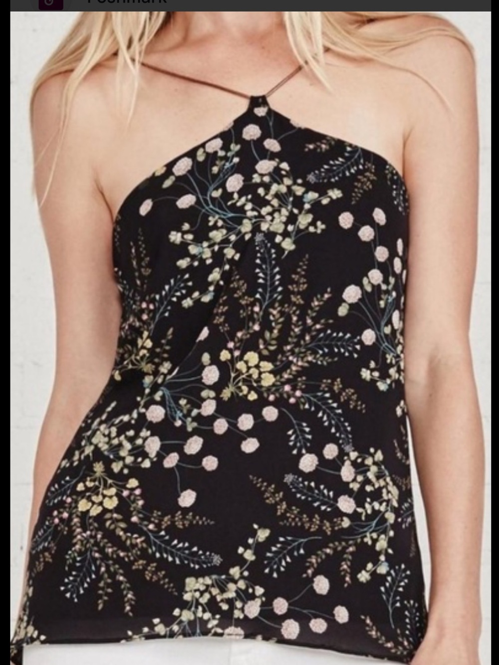 Bailey 44 floral tank top small black slinky chain strapless backless feminine